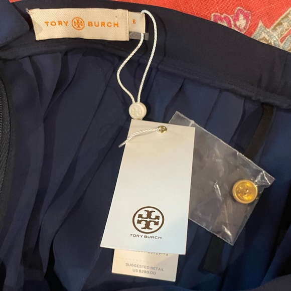 NWT Tory Burch Navy Faye Pleated Culottes (Shorts) - Picture 4 of 6
